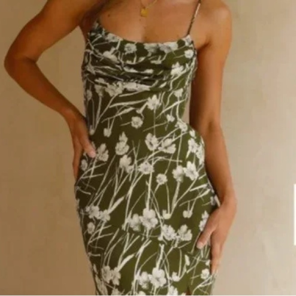 Billy J Rust Brown Floral Dress